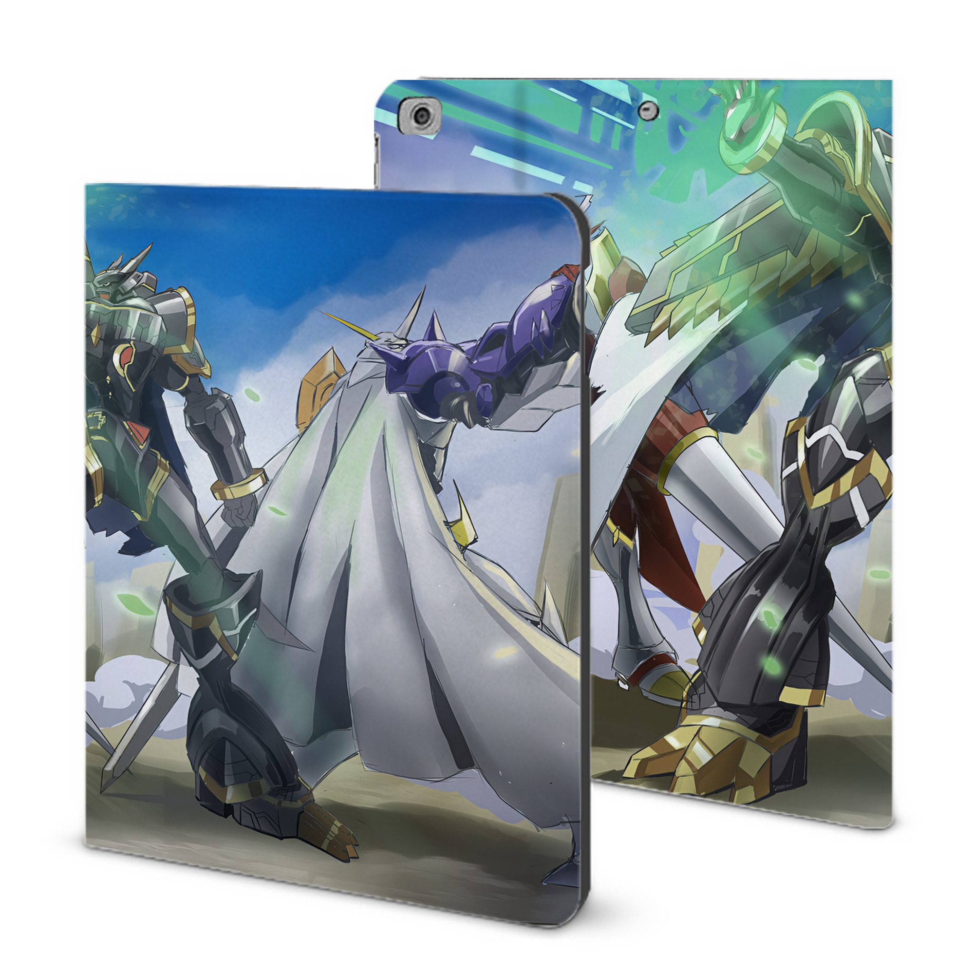 （画像用） Digimon デジタルモンスター/デジモン IPad ケース ブック型 PUレザー TPU 耐衝撃 軽量 薄型 ペン収納なし 全面保護 IPad 各モデル対応